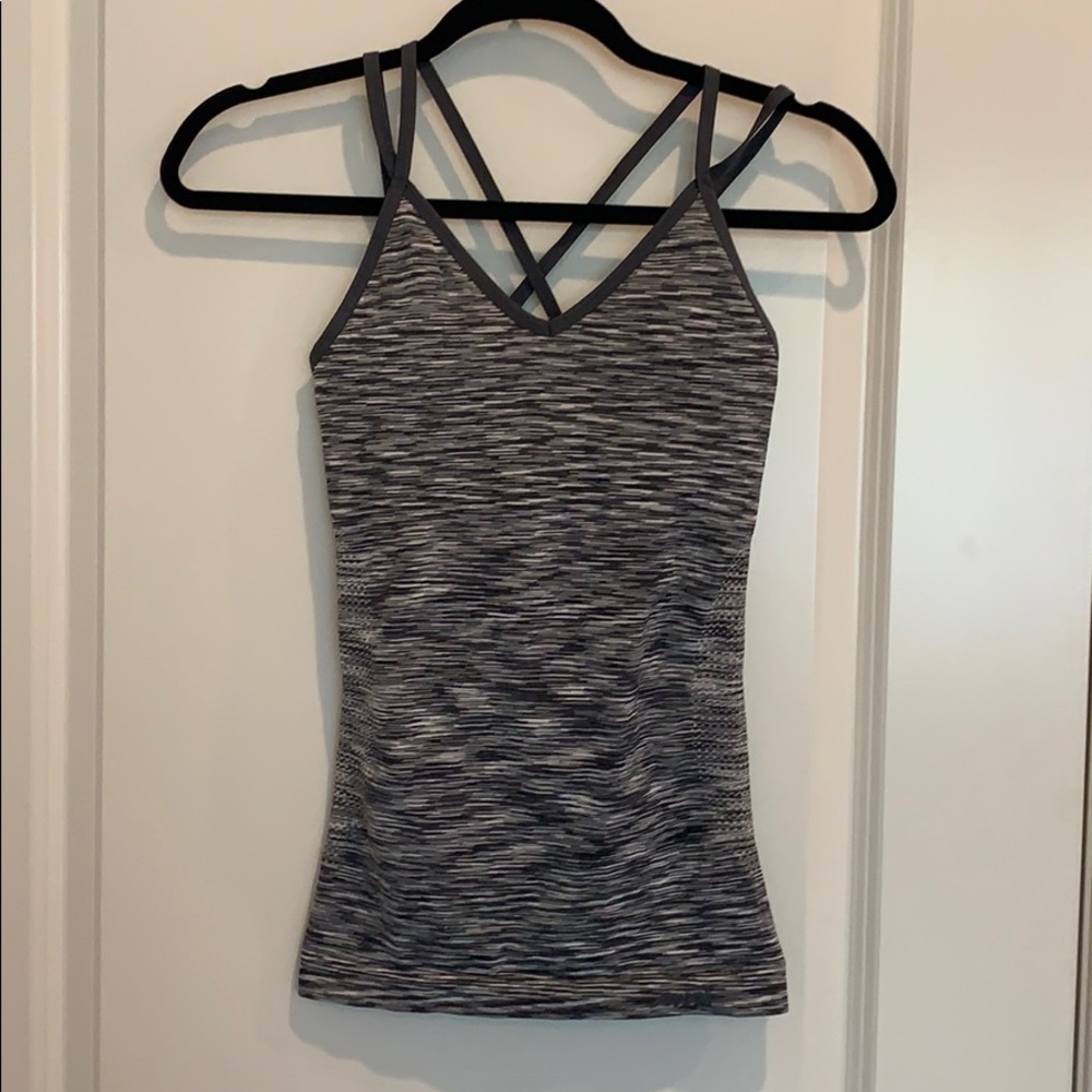 Heather grey strappy workout top